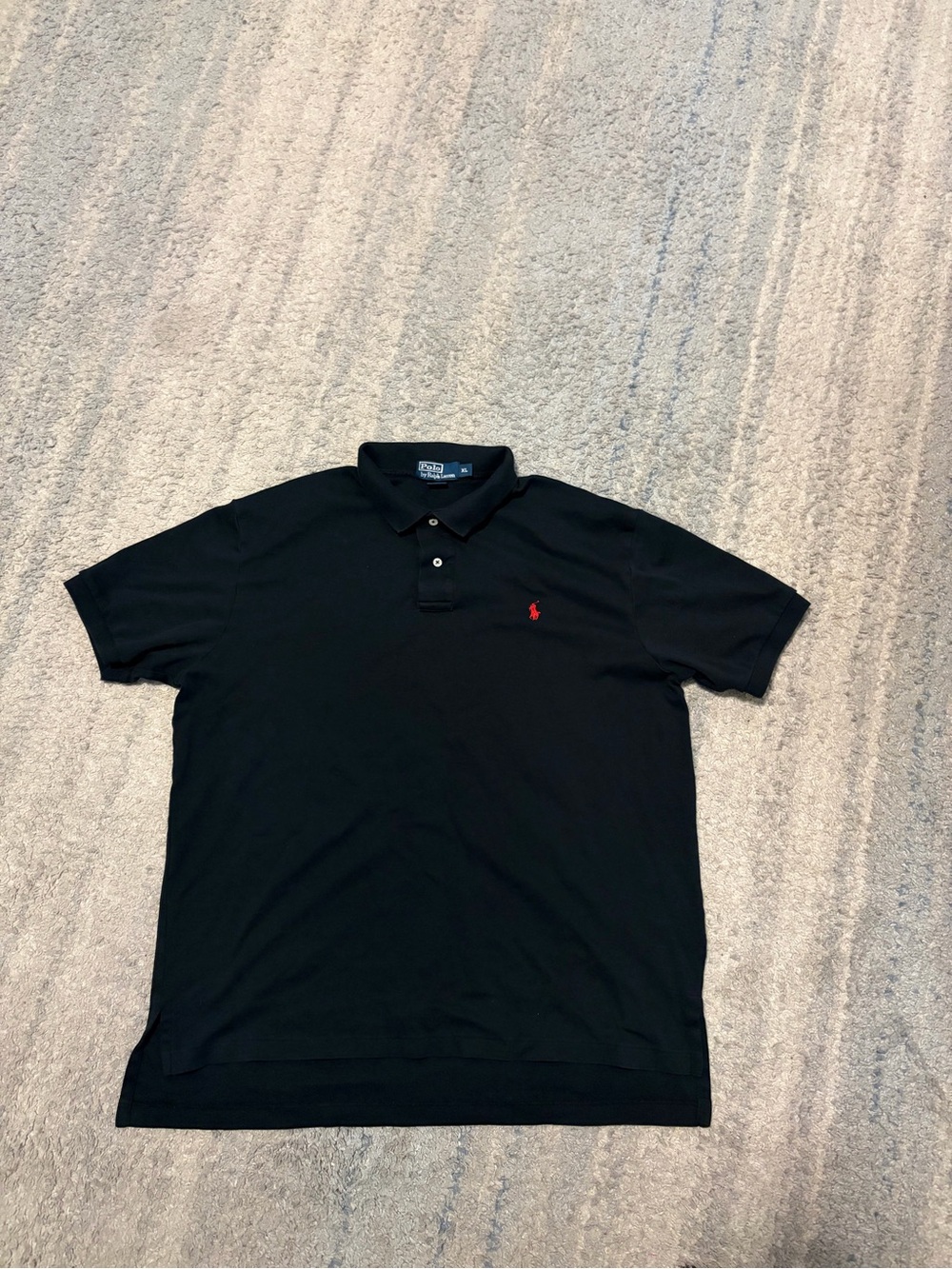 Polo Ralph Lauren Shirt Mens XL Black Short Sleeve Red Pony Logo Classic Mesh